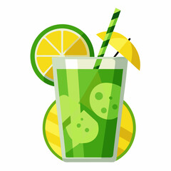 Green cocktail with straw