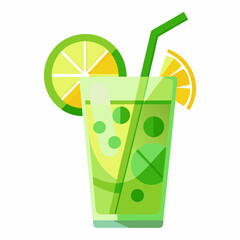 Green cocktail with straw