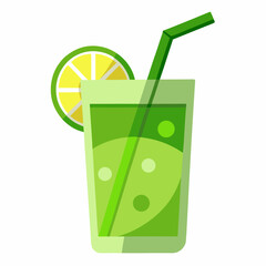 Green cocktail with straw