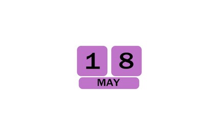 A calendar from 17th May to 18th May on a white background, marking the passing of time and the start of a new day.