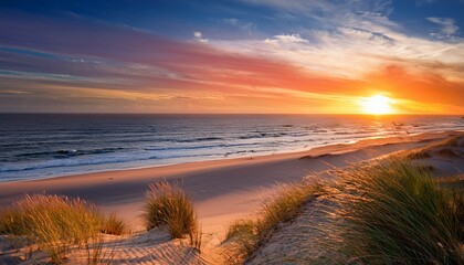 beach and dunes colorful sunset