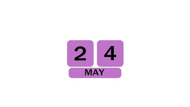 A calendar from 23rd May to 24th May on a white background, marking the passing of time and the start of a new day.