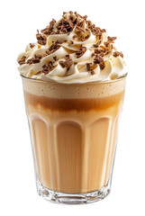 Latte with Whipped Cream and Chocolate Shavings PNG Image