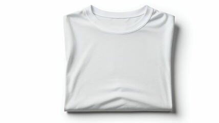 Crisp white t-shirt neatly folded on a plain background showcases simplicity and clean aesthetic.