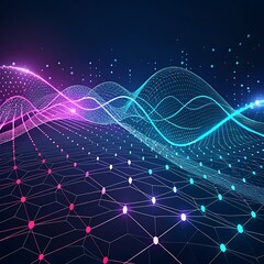 Abstract fractal realms design with blue sine wave pattern and light lines for a modern digital technology backdrop