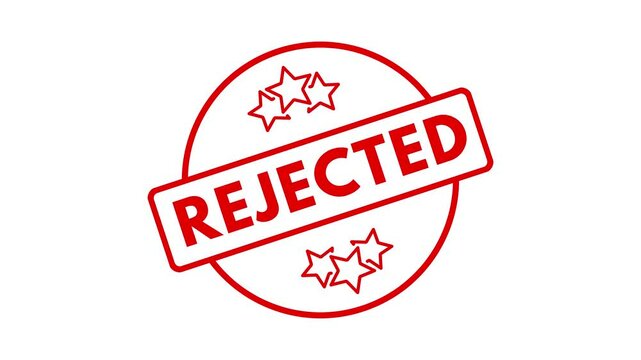 Rejected Stamp Badge Animation With Stars On White Black And Green Backgrounds For Official Denial Use
