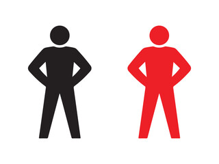 Two stylized figures, black and red, represent contrasting personalities.