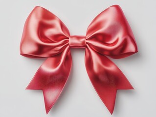 Elegant Red Satin Bow on a Soft White Background for Gift Wrapping