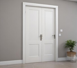 Modern white interior door, sleek handle closed ,  interior design,  handle,  home improvement