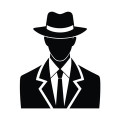 Elegant Male Silhouette with Hat and Tie