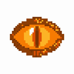 Obraz premium Pixelated fiery dragon eye illustration, retro video game design