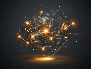 Glowing Arrows Illustrate the Energy Nodes in a Dynamic Molecular Synthesis Pathway