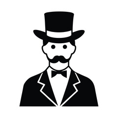 Gentleman with Monocle Top Hat and Mustache Vector