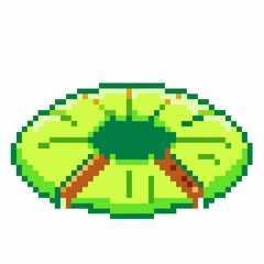 Obraz premium pixel art cactus cross section retro plant illustration, segmented green desert succulent