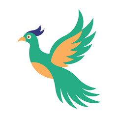 Flying Peacock Vector Logo or Web Icon Template