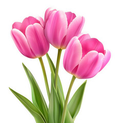 Fototapeta premium Pink tulips floral arrangement on transparent background