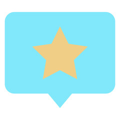 Favorite, Star In The Chat Box Vector Icon, Flat Style Isolated Vector Icon.