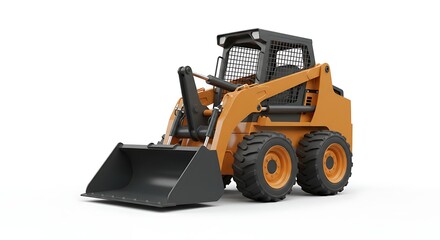 Fototapeta premium Skid Steer Loader Isolated on White Background Construction Equipment