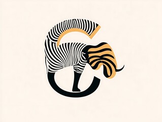 幾何学模様 シマウマとゾウの融合ロゴ