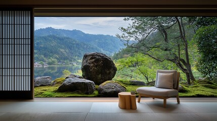 Tranquil Japanese-style room with mountain view (2)