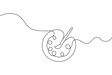 Paint palette brush icon continuous one line drawing outline  vector design
