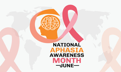 June is national aphasia awareness month  vector logo