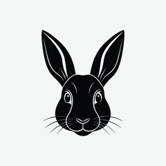 Minimal Bunny Head Silhouette Vector &ndash; Cute Rabbit Face Outline on White Background
