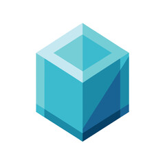 Isometric blue cube design illustration representing geometry and modern abstract concepts