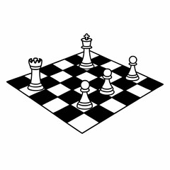 Strategy Board Game Chess Outline Pieces Icon Set Collection