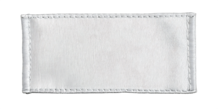 Blank White Woven Fabric Label with Stitched Edges for Clothing or Textile Design