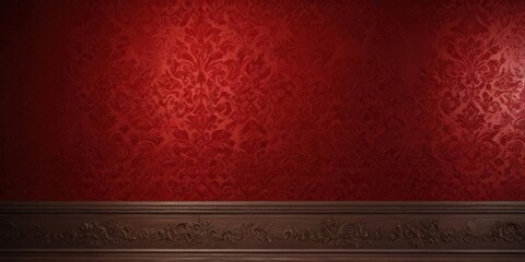 Intricate red damask wallpaper, luxurious texture , surface, rich, backgrounds