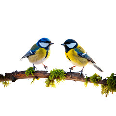 Naklejka premium Untitled design - Feathered Friends in a Snowy Garden Perch.And transparent the background.