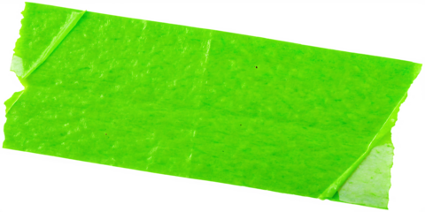 Bright Green Torn Masking Tape Piece Isolated on Black Background