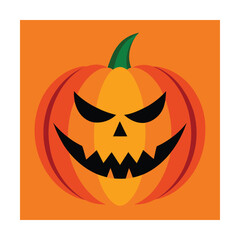 Vector illustration of a carved jack o lantern with a spooky grinning face for halloween