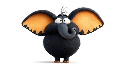 愛らしい黒象のキャラクターイラスト