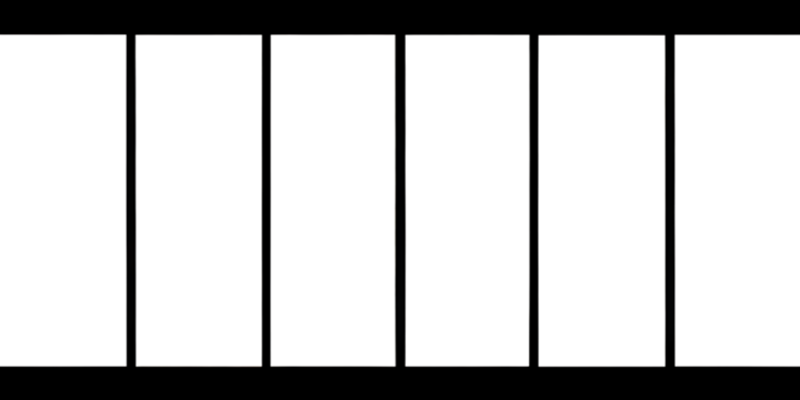 Seven Vertical Black Rectangles with Thin White Borders Ideal for Mockups or Templates