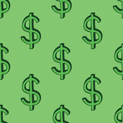 Seamless pattern with dollar currency symbol for decorative print, wrapping paper, greeting cards, wallpaper and fabric