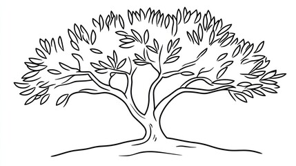Simple line drawing of olive tree against a white background
