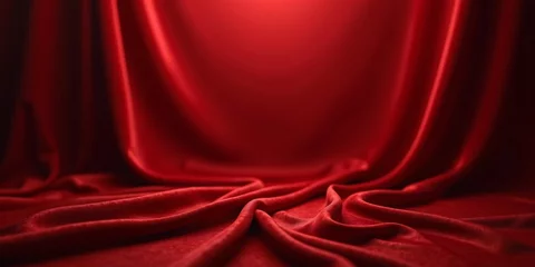 Deep Velvet Red Silk Satin Draped Texture Background © MatStudio