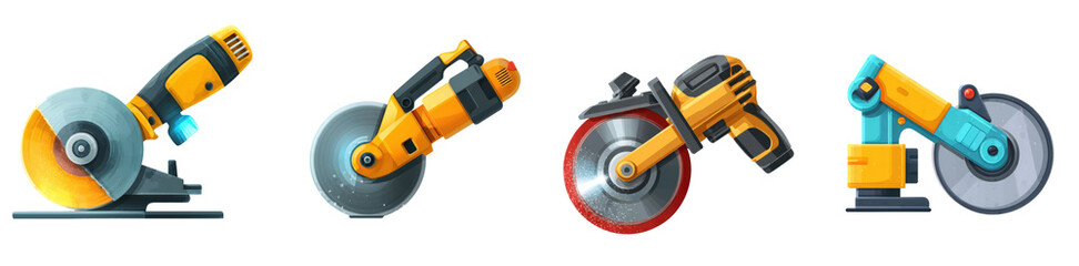 Fototapeta premium Angle grinder with an abrasive blade cutting something, power tool for metalworking, woodworking and construction, on a transparent background