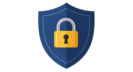 Shield with Lock Icon Security and Protection Illustration