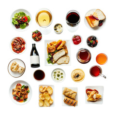 A Vibrant Spread of Gourmet Dishes and Beverages for a Memorable Dining Experience on transparent background
