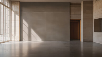 Bright modern interior space with large windows and minimalist design