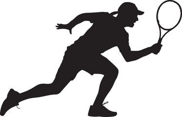 Silhouette of a Tennis Player in Action