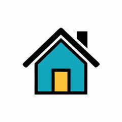 Simple Teal House Icon, Home Symbol, Real Estate Illustration