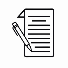 Pen and Paper Note Taking Icon, Simple Document