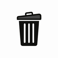 Simple Black Trash Can Icon, Recycle Bin Symbol, Delete Button