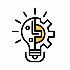 Innovation Idea Lightbulb Gear Icon, Creative Solution