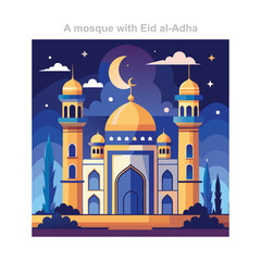 Eid al-Adha Mosque with Crescent Moon