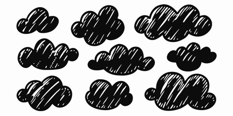 Hand Drawn Cloud Collection: Doodle Style Vector Clouds